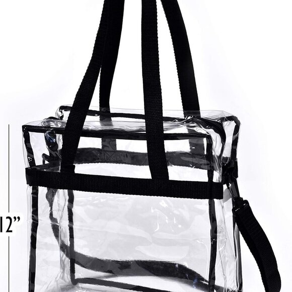 Clear Tote Bag Stadium Approved - Shoulder Straps and Zippered - Clear Bag for W - Picture 2 of 5